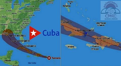 Trayectoria más definida de la tormenta tropical Laura, rumbo hacia iente cubano. CMKC, Radio Revolución.