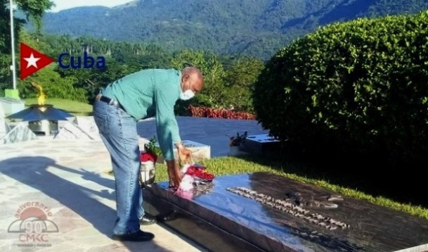 Homenaje al Comandante de la Revolución Juan Almeida Bosque, por el vicepresidente cubano Salvador Valdés Mesa en el tercer frente.