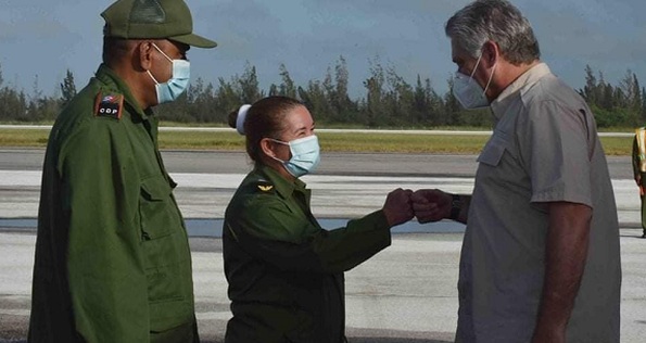 Presidente de Cuba MIguel Díaz Canel Bermúdez recorre la provincia Villa Clara ante las afectaciones por lluvias ocasionadas por la tormenta tropical Eta.