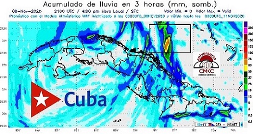 Estado del Tiempo ante presencia de Eta en Cuba. Domingo, 8 de Noviembre 2020