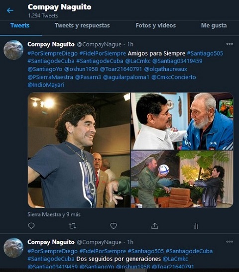 Repercusión en twitter noticia de la muerte de Diego Armando Maradona.