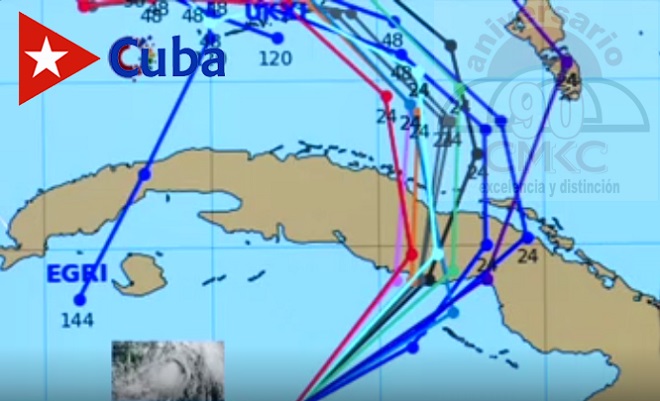 Trayectoria de Eta confirmada al cierre de la tarde de este sábado 7 de noviembre de 2020. 5:00PM