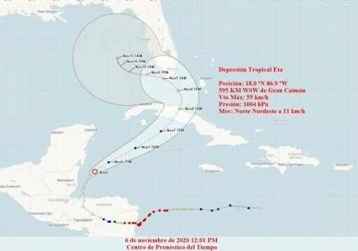 Fuertes lluvias por aproximación del ciclón tropical Eta