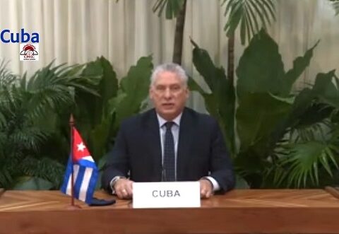 Miguel Díaz Canel en sesión virtual de la ONU sobre la covid-19