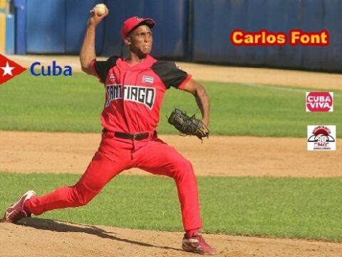 Pitcher Carlos Font, de las Avispas de Santiago de Cuba