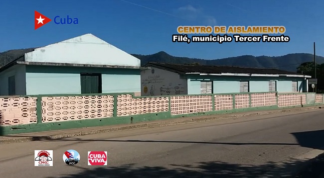 Centro de aislamiento en la zona rural de Filé, en el municipio Tercer Frente, en Santiago de Cuba.