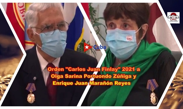 Orden "Carlos Juan Finlay" 2021 a Olga Sarina Portuondo Zúñiga y Enrique Juan Marañón Reyes. Imagen: Santiago Romero Chang