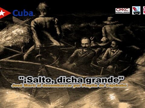 Desembarco de Martí y Gómez por Playita de Cajobabo, provincia de Guantánamo, en el oriente de Cuba.