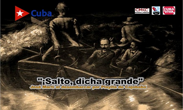 Desembarco de Martí y Gómez por Playita de Cajobabo, provincia de Guantánamo, en el oriente de Cuba.