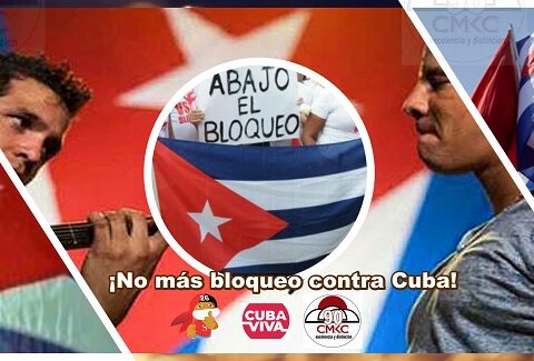 ¡No más bloqueo contra Cuba! Imagen wen: Santiago Romero Chang