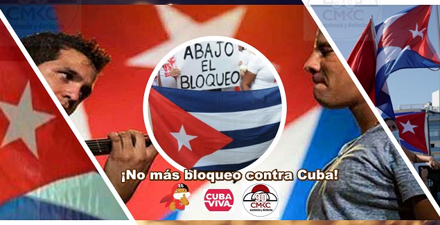 ¡No más bloqueo contra Cuba! Imagen wen: Santiago Romero Chang