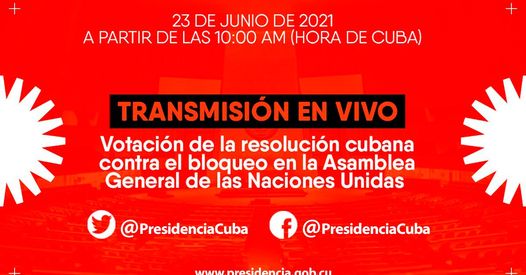 Votación contra el bloqueo a Cuba. En Vivo desde la sede de la ONU