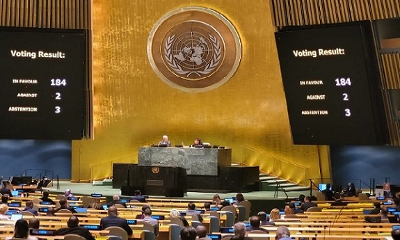 Victoria de Cuba en ONU: 184 a favor, 2 en contra y 3 abstenciones