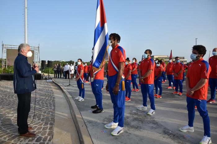 Abanderamiento de la delegación cubana que participará en los XXXII Juegos Olímpicos de Tokio 2020 Foto: Estudios Revolución