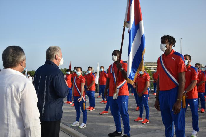 Abanderamiento de la delegación cubana que participará en los XXXII Juegos Olímpicos de Tokio 2020 Foto: Estudios Revolución
