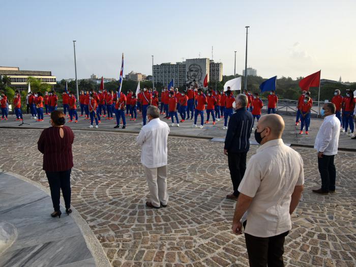 Abanderamiento de la delegación cubana que participará en los XXXII Juegos Olímpicos de Tokio 2020 Foto: Estudios Revolución