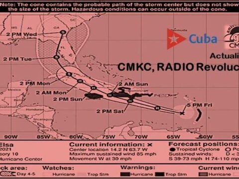 Modelo del 4 de julio. Huracán Elsa azota el Caribe