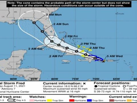 Tormenta tropical Fred Caribe adentro rumbo a Cuba