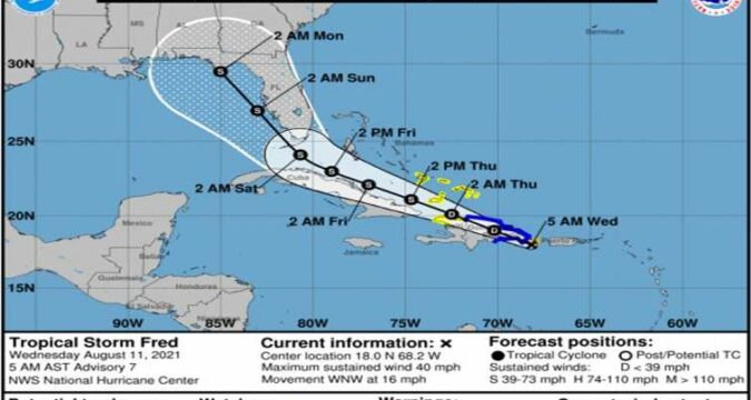 Tormenta tropical Fred Caribe adentro rumbo a Cuba