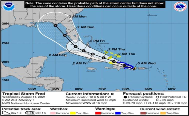 Tormenta tropical Fred Caribe adentro rumbo a Cuba
