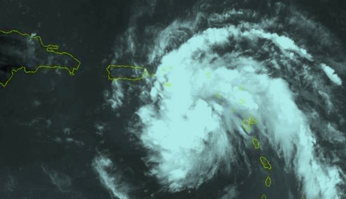 La perturbación tropical en el nordeste del Caribe. Foto: National Oceanic and Atmospheric Administration