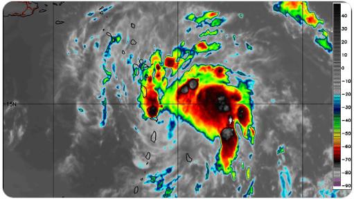 La perturbación tropical en el nordeste del Caribe. Foto: National Oceanic and Atmospheric Administration