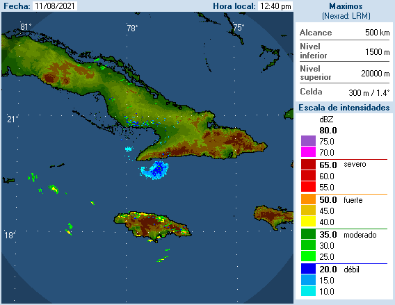 Tormenta tropical Fred Caribe adentro rumbo a Cuba. Radar de Pilón, Manzanillo