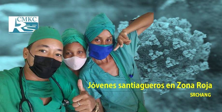 Jóvenes santiagueros consagrados en Zona Roja contra la COVID-19. Foto portada: Santiago Romero Chang.