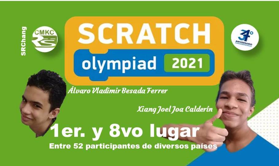 Cubanos Álvaro Vladimir Besada Ferrer, 1er Lugar y Xiang Joel Joa Calderín 8°, en la Olimpiada Internacional de Programación Creativa con Scratch