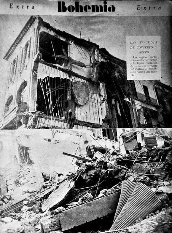 La portada de la revista Bohemia reseñaba el desastre en Santiago de Cuba días después, el 7 de febrero de 1932, bajo el título “Una tragedia de acero y concreto”. Foto: Bohemia.