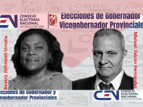 Beatriz Johnson Urrutia, Gobernadora y Manuel Falcón Hernández, Vice-Gobernador de la provincia Santiago de Cuba. Portada: Santiago Romero Chang.
