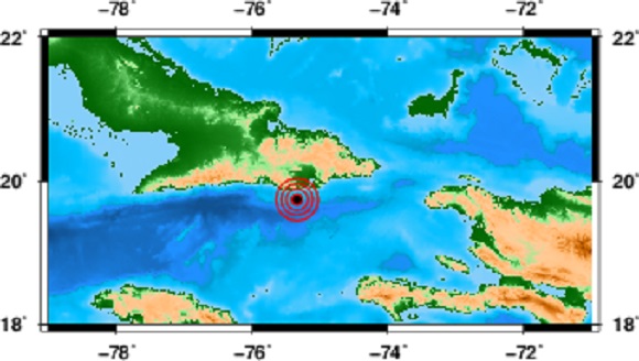 sismo perceptible en localidades de Santiago de Cuba y Guantánamo