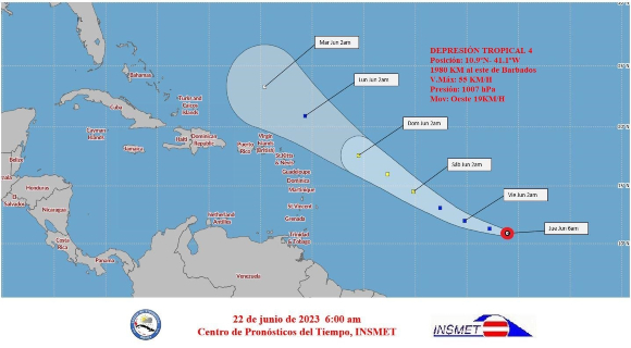 La depresión tropical cuatro continuará ganando, pero no ofrece peligro Para Cuba