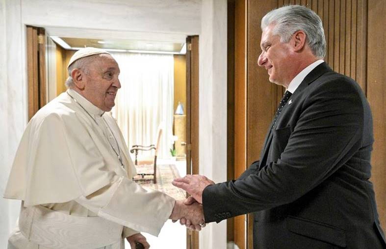 Díaz-Canel en el encuentro con el Papa Francisco