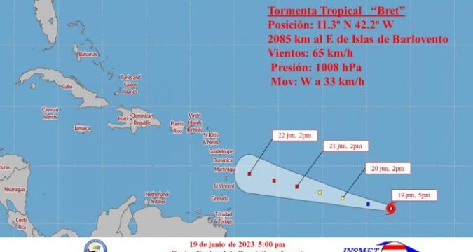 Tormenta tropical Bret avanza hacia las Antillas Menores