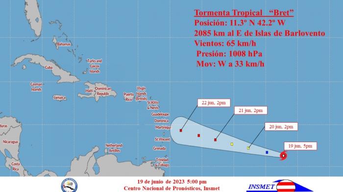 Tormenta tropical Bret avanza hacia las Antillas Menores