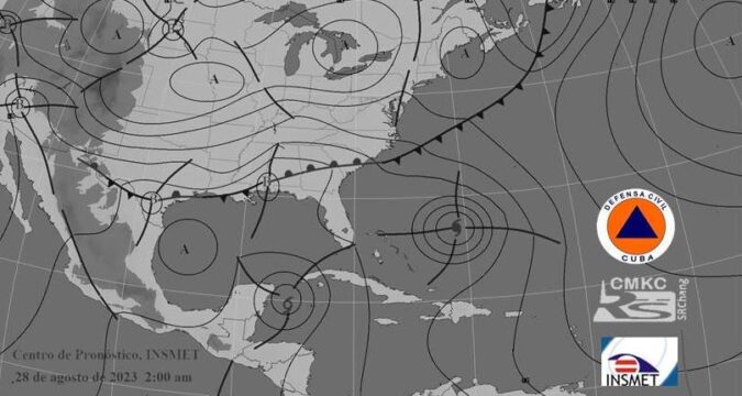 Cuba: Estará mayormente nublado en gran parte del archipiélago con la ocurrencia de algunos chubascos, lluvias y tormentas eléctricas, que en la tarde serán más numerosos en la región occidental, así como en zonas del interior y costa norte del resto del país. Estas lluvias pueden ser fuertes y localmente intensas en algunas localidades.