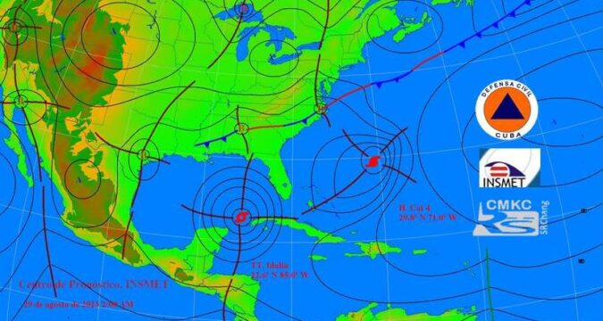 Idalia, 3er. huracán y con rachas de 100 kms/h, rumbo Norte