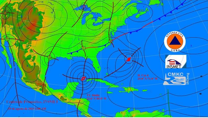 Idalia, 3er. huracán y con rachas de 100 kms/h, rumbo Norte