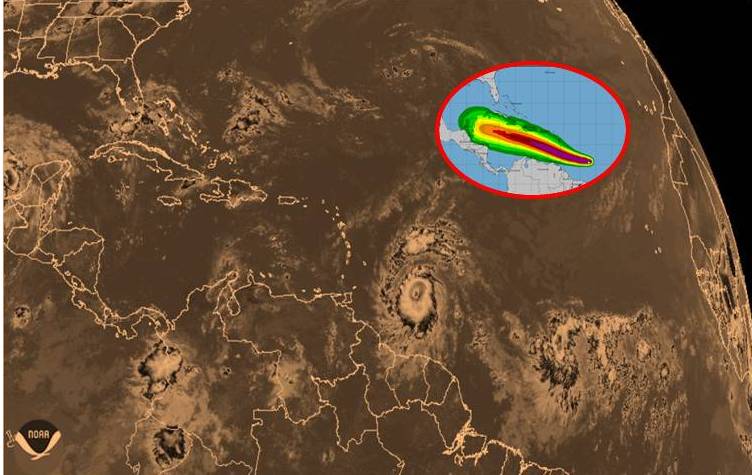Beryl por el sur del Mar Caribe oriental en Temporada Ciclónica 2024