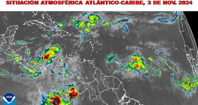 En el sur del mar Caribe se localiza una amplia área de bajas presiones